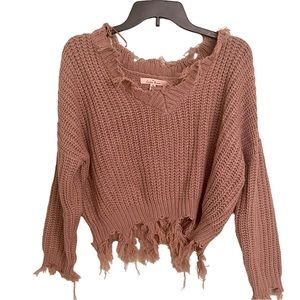 Women’s Love Tree Fringed Cropped Sweater Size Small